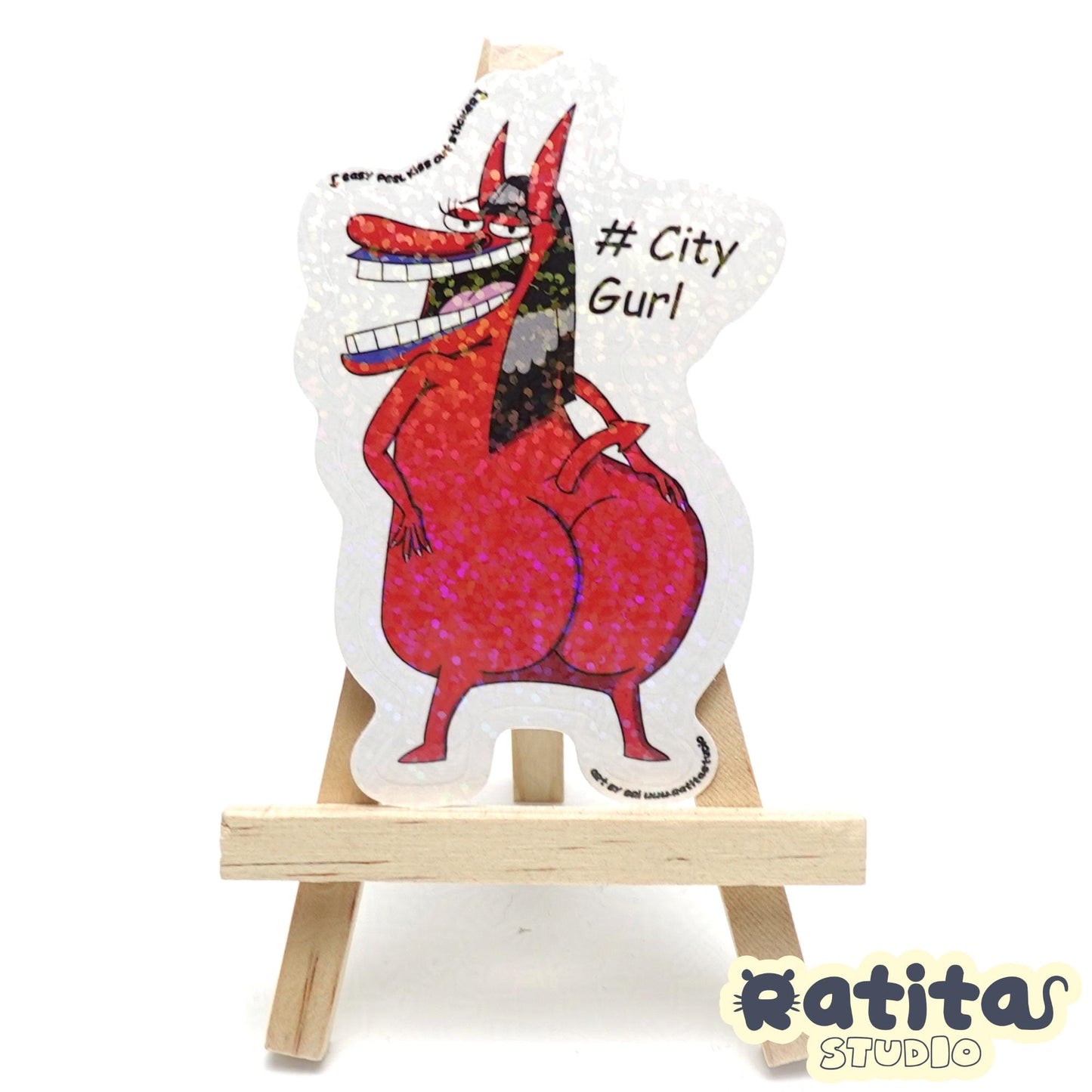 Cow and Chicken - Devil City Gurl ~Easy Peel Kiss Cut Sticker~