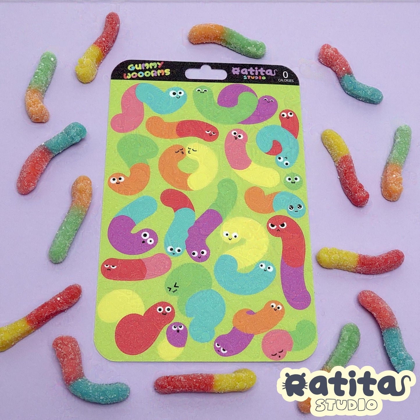 Sour Gummy Worms ~Sticker Sheet~